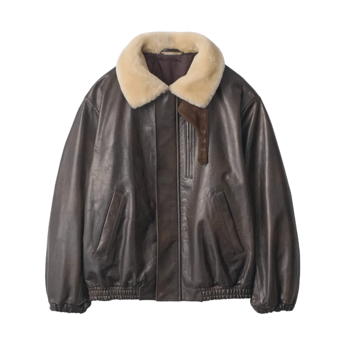 KM6DOTLSI14DB ssstein Mouton Collar Calf Zip Jacket Dark Brown - 26FW