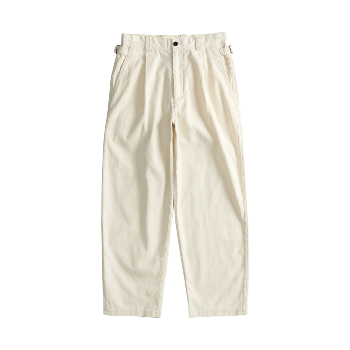 GW2CPT02-ec Guernsey Woollens Corduroy One Tuck Wide Pants Ecru