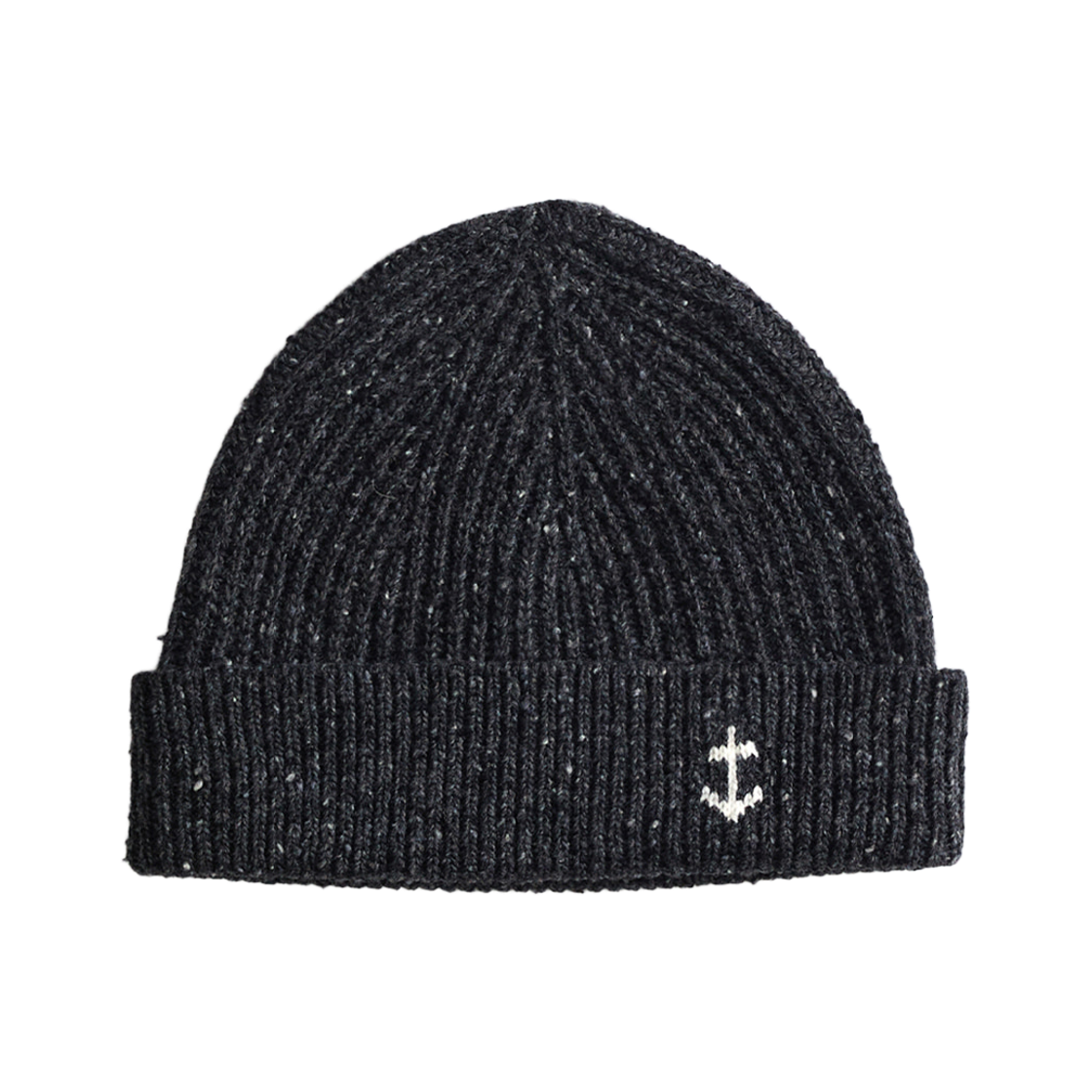 GW1DAC01-chn Guernsey Woollens Anchor Floating Short Beanie Charcoal Nep
