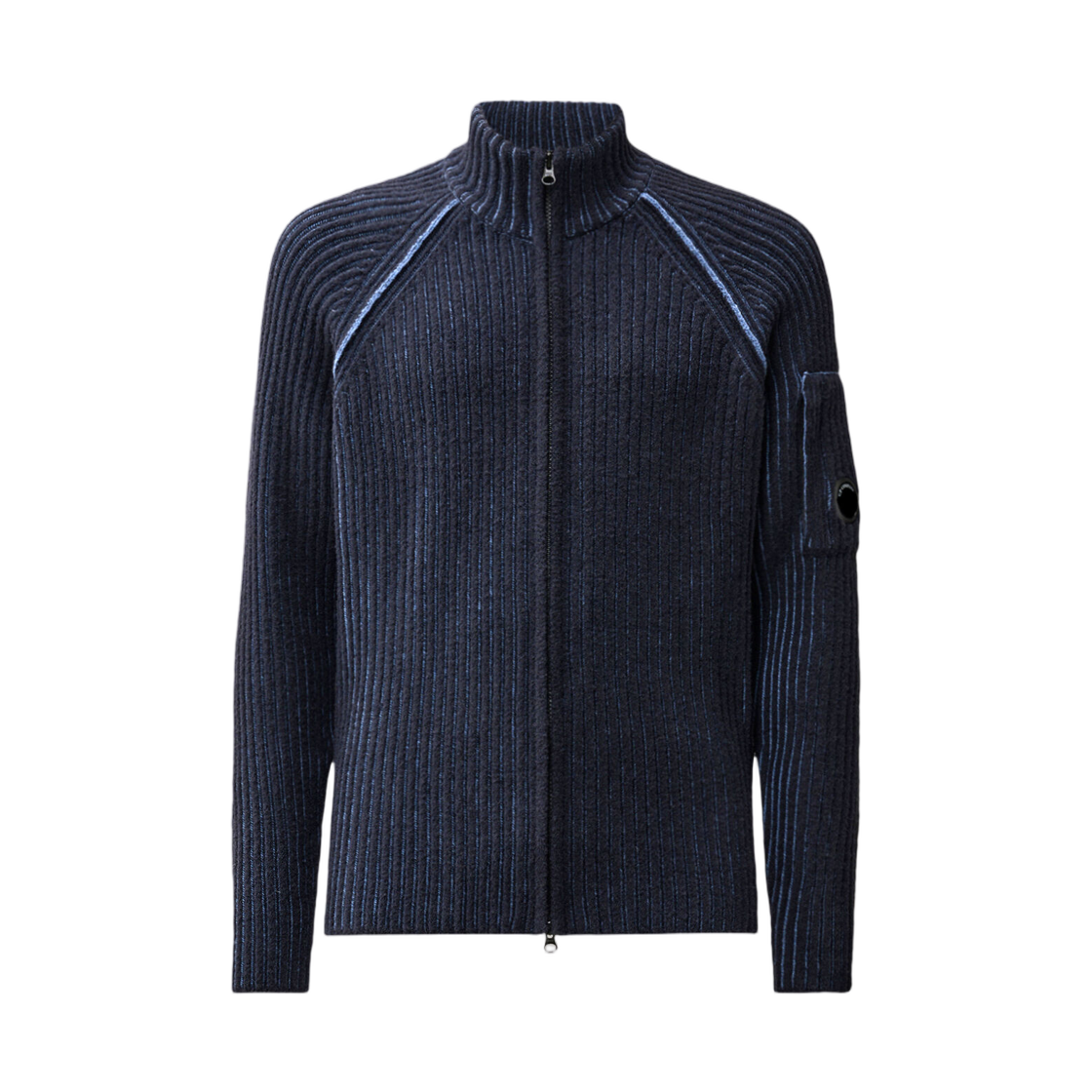 21CMKN300A006170A871 C.P. Company Fleece Knit Lens Full Zip Cardigan Orion Blue - 26FW