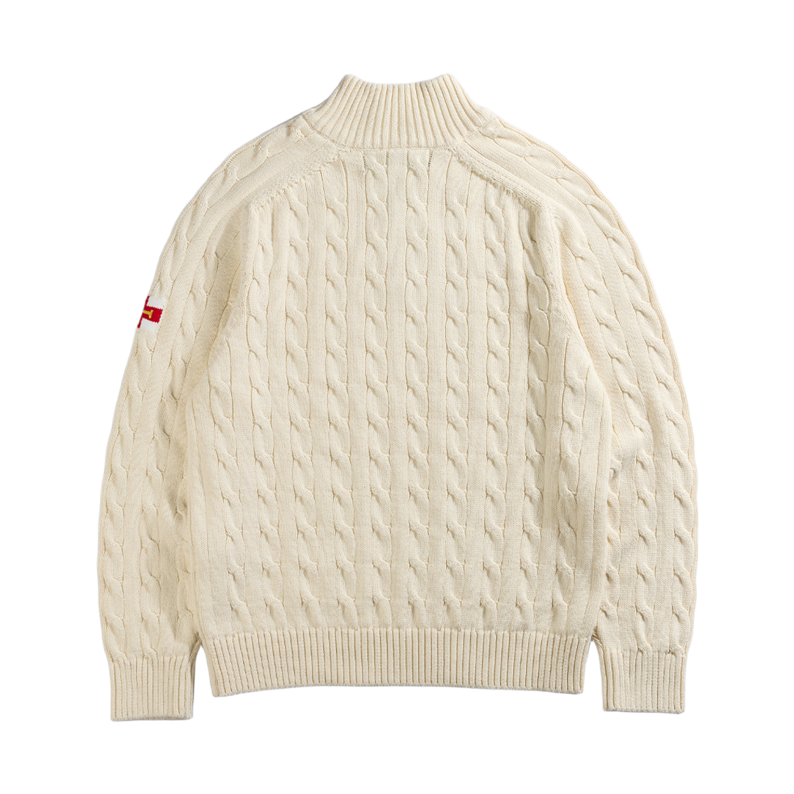 건지울른스 헤비코튼 케이블 하프 집업 스웨터 바닐라 크림(Guernsey Woollens Heavy Cotton Cable Half-Zip Sweater Vanilla Cream) - 2