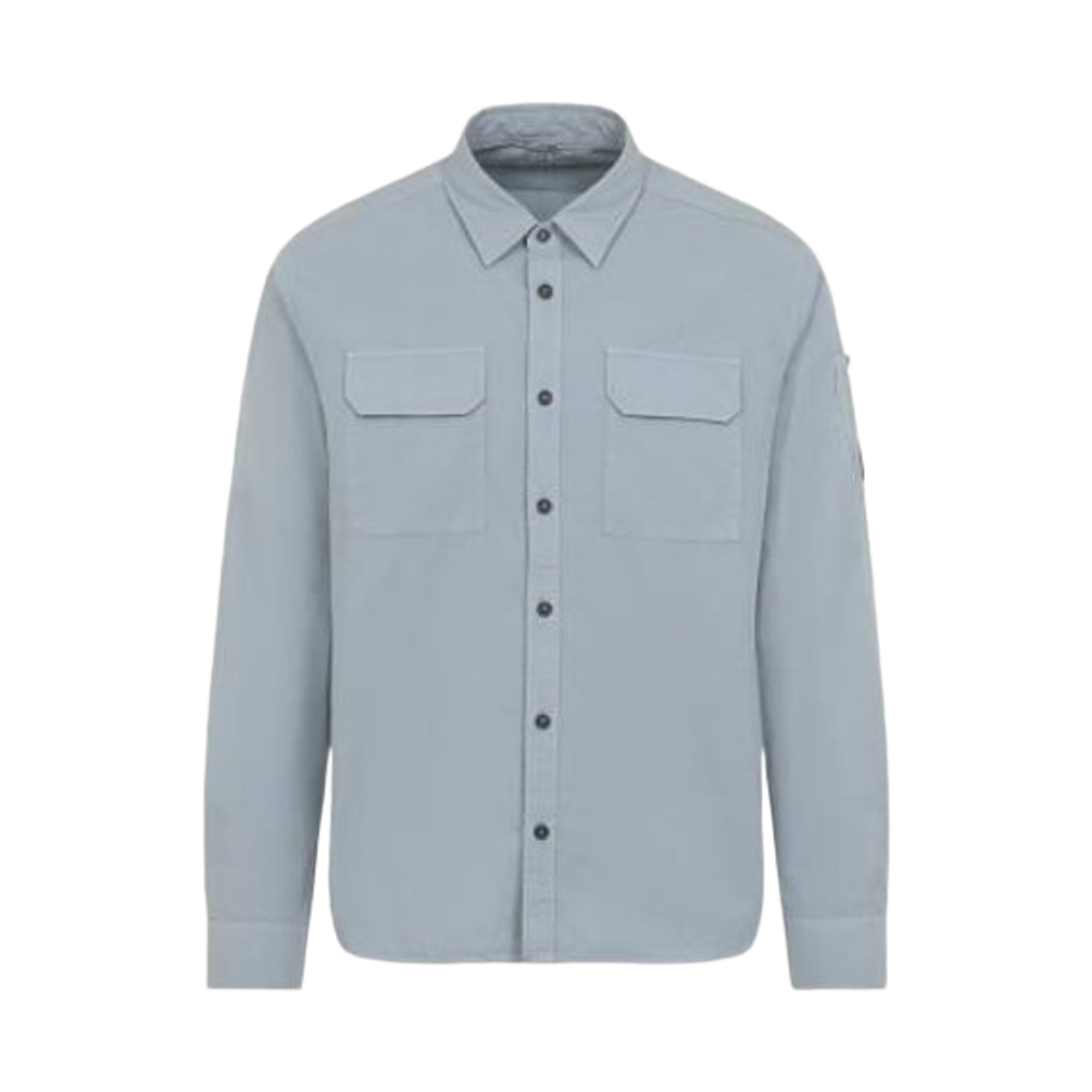 20CMSH706A110143G809 C.P. Company Organic Gabardine Long Sleeve Lens Shirt Silver Blue - 26SS