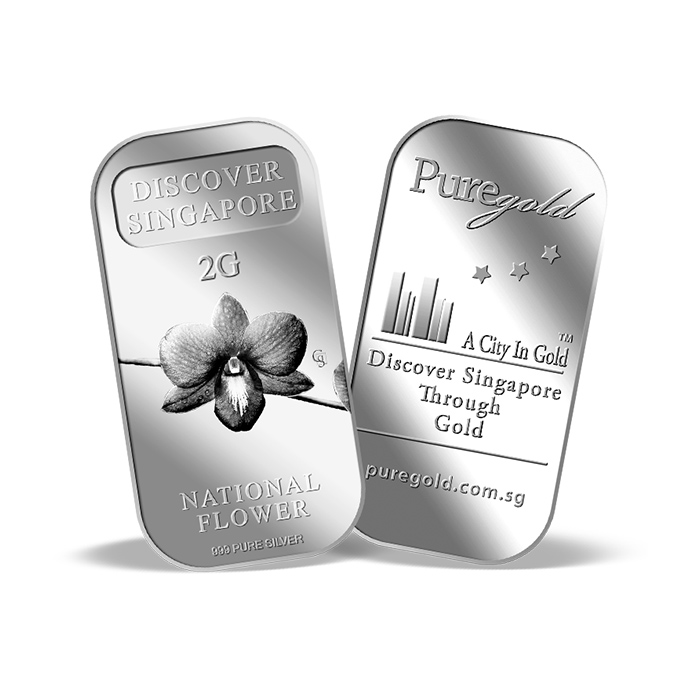 퓨어골드 24K 순금 싱가폴 프리미엄 실버바 2g 싱가포르 국화(puregoldsg Singapore National Flower 2G Silver Bar) - 3