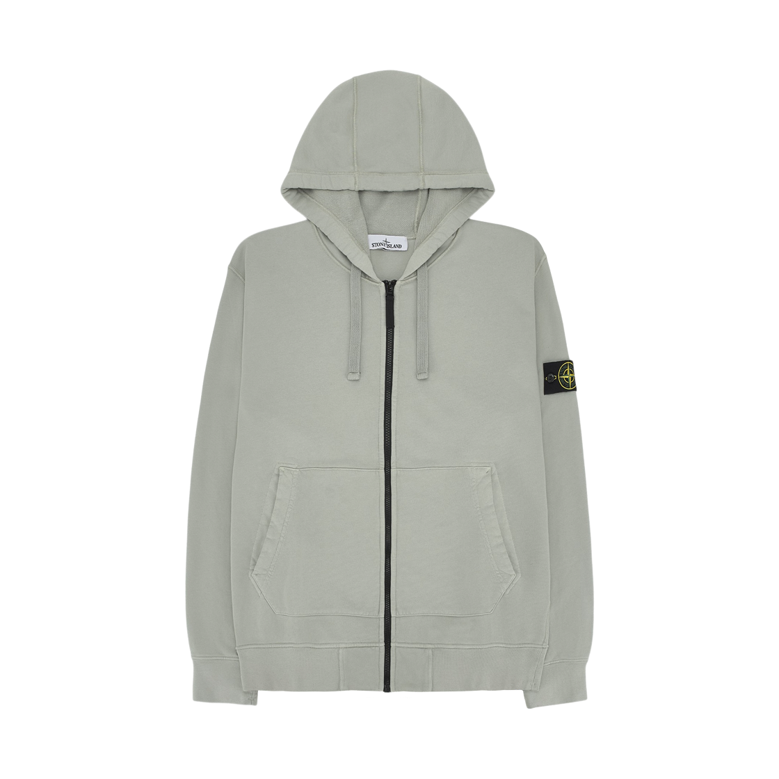 L1S1561000-61S0051-V0061 Stone Island 6100061 Organic Cotton Fleece Regular Fit Zip-Up Hooded Sweatshirt Pearl Grey - 26SS