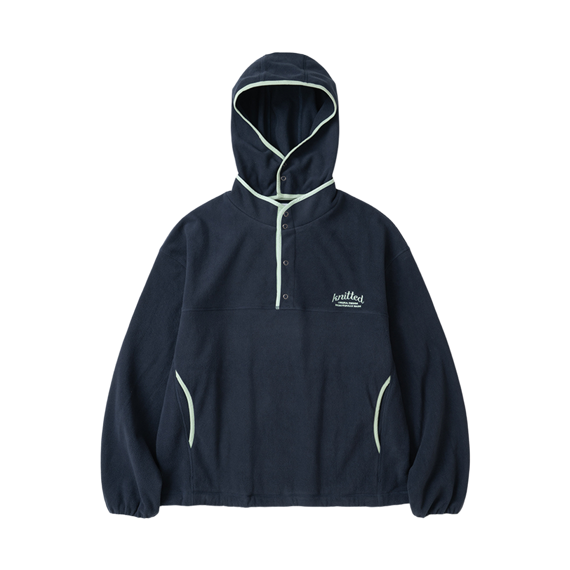 니티드 컨버터블 후디 플리스 풀오버 네이비 민트(Knitted Convertible Hoodie Fleece Pullover Navy Mint) - 1