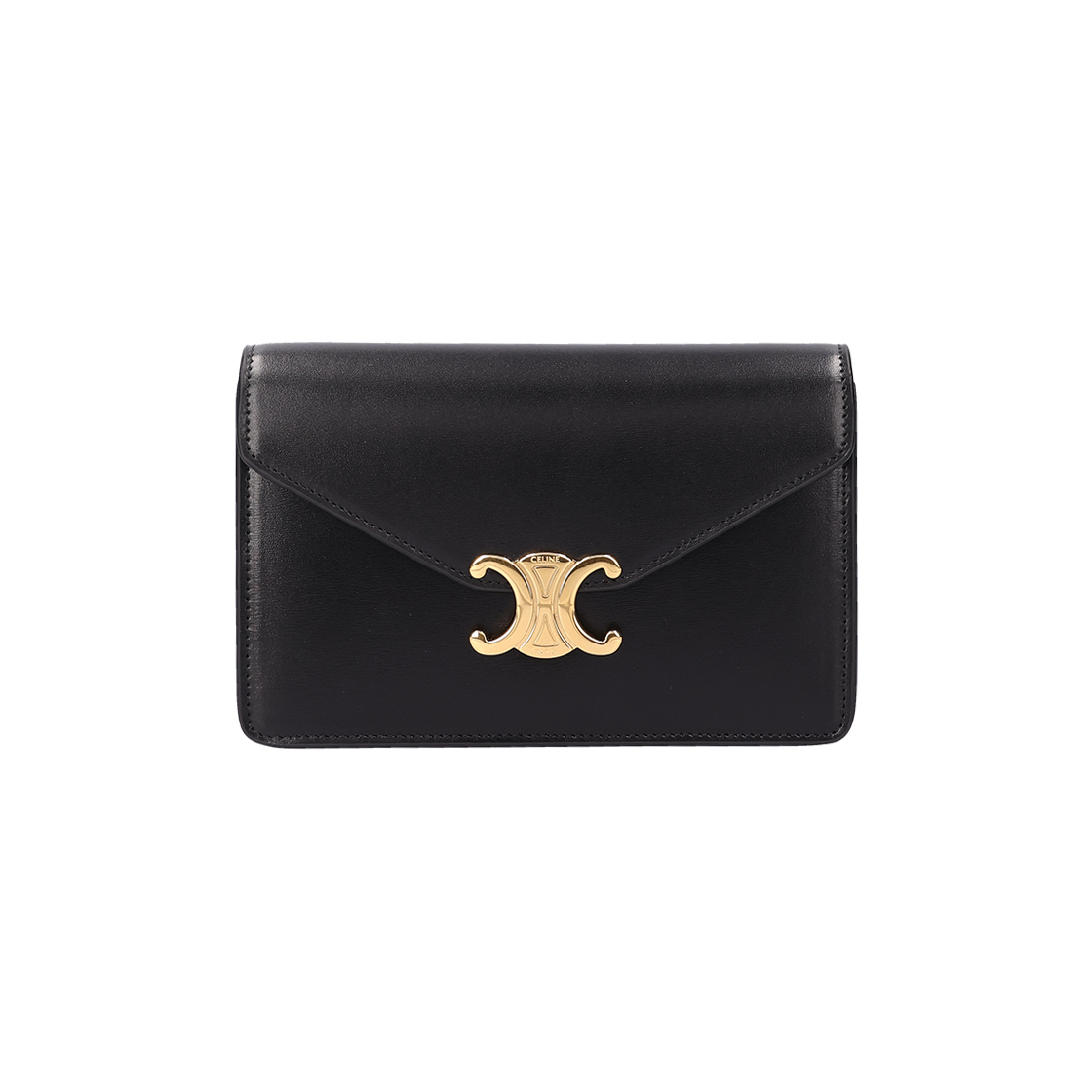 ITGOU9CLG44C Celine Wallet on Chain in Black Shiny Calfskin