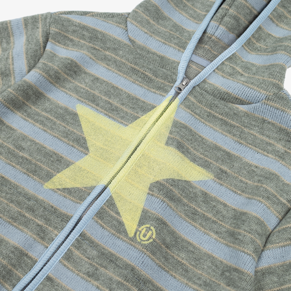 언스테디마켓 스트라이프 니트 후드집업 그레이(Unsteady Market Stripe Knit Zip-Up Hoodie_Grey) - 3