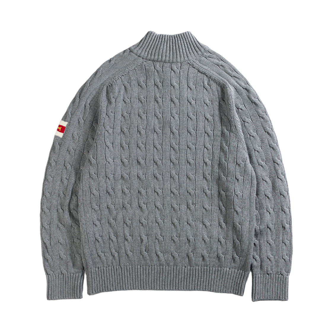 건지울른스 헤비코튼 케이블 하프 집업 스웨터 멜란지 그레이(Guernsey Woollens Heavy Cotton Cable Half-Zip Sweater Melange Grey) - 2