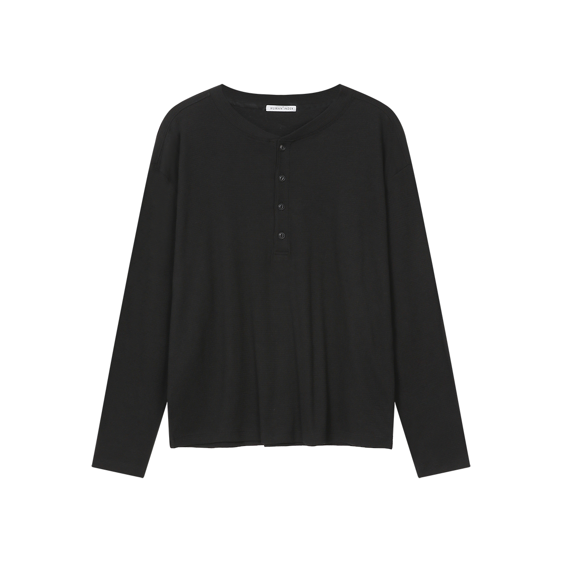 폴리테루 휴먼인덱스 헨리넥 롱 슬리브 블랙(Polyteru Human Index Henley Neck Long Sleeves Black) - 1