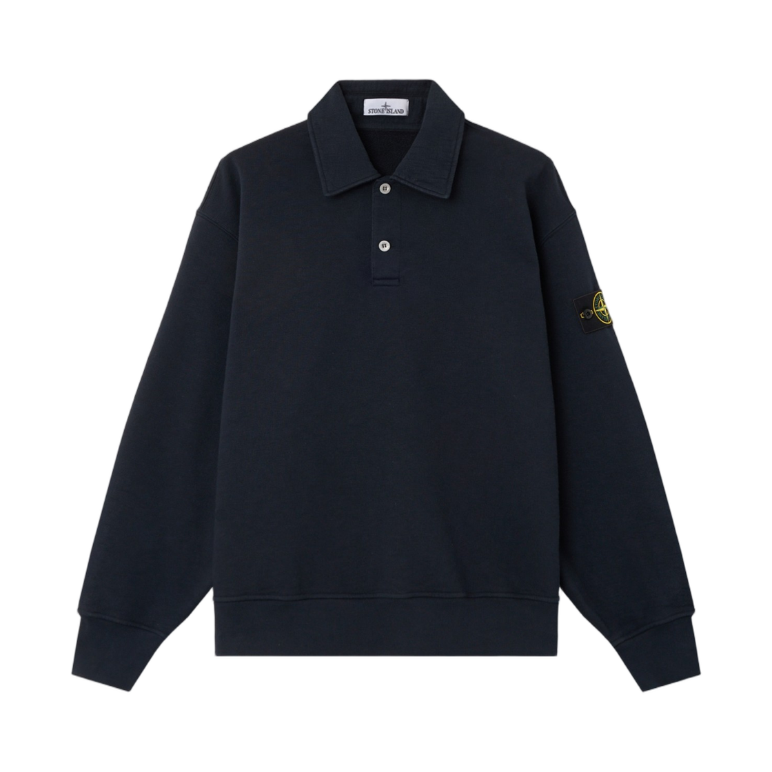 L2S1561000-54S0458-V0020 Stone Island 6100054 Tubular Cotton Fleece Oversized-Fit Crewneck Sweatshirt with Button Fastening Navy Blue - 26FW