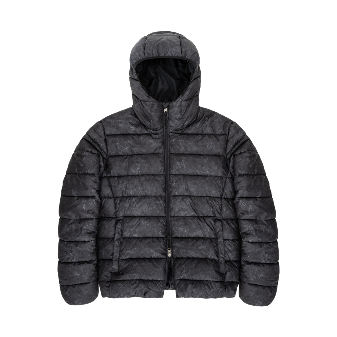 Clothes50 NUART STUDIO Crack Hooded Light Puffer Jacket Black