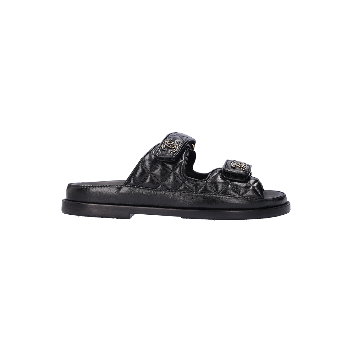 ITDW8KN85OQR Chanel Black & Gold Lambskin Mules