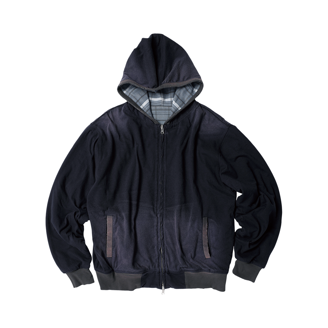 VH2GFUM481ANV Thevinylhouse Reversible Check Hoodie Zip-Up Navy