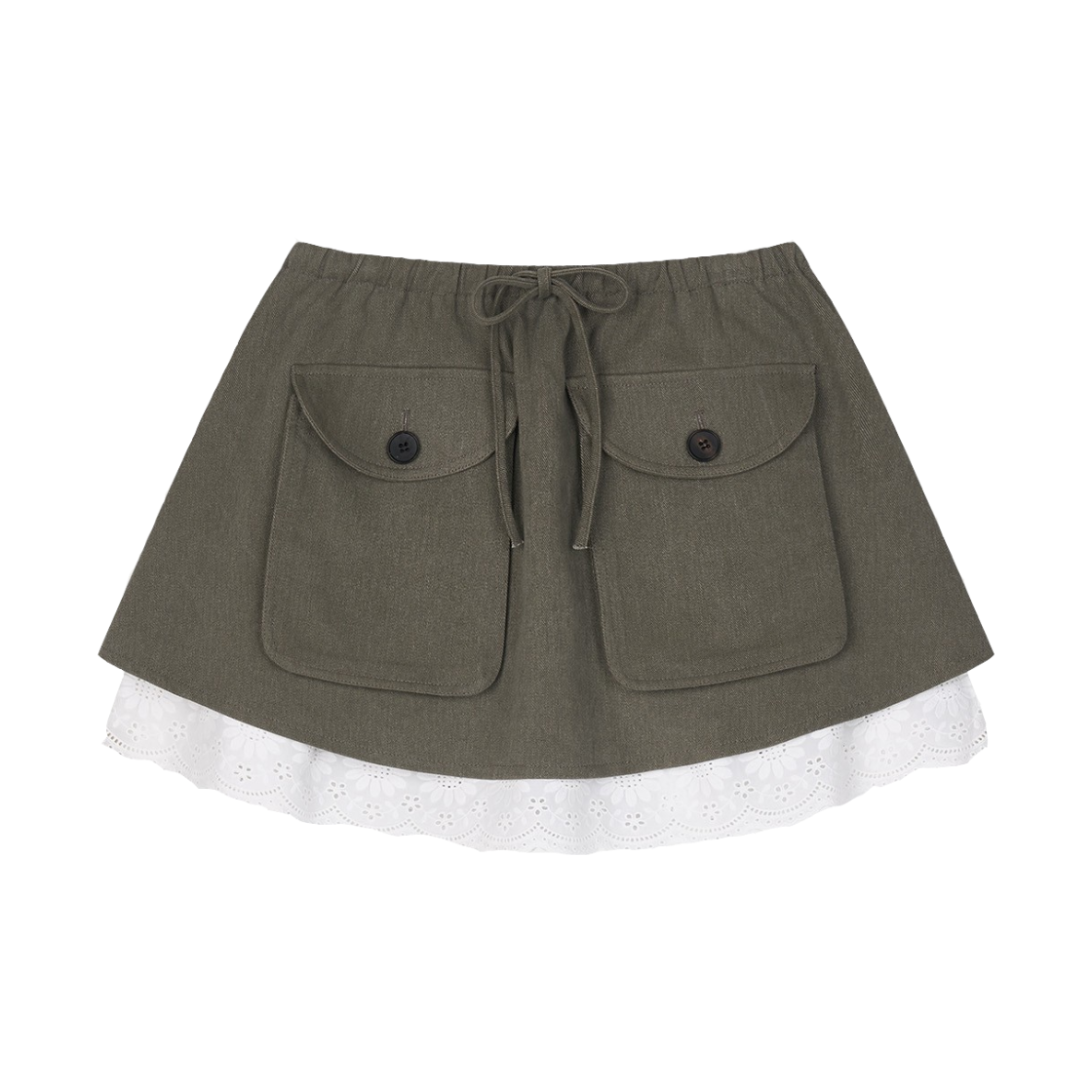 KW6DSKSEP10KK Epingler Women Washed Cargo Laced Skirt Khaki - 26FW