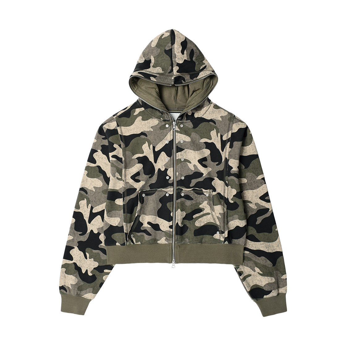 더바이닐하우스 스터드 풀 집업 후디(W) 카모(Thevinylhouse Studded Full Zip-Up Hoodie (W) Camo) - 1