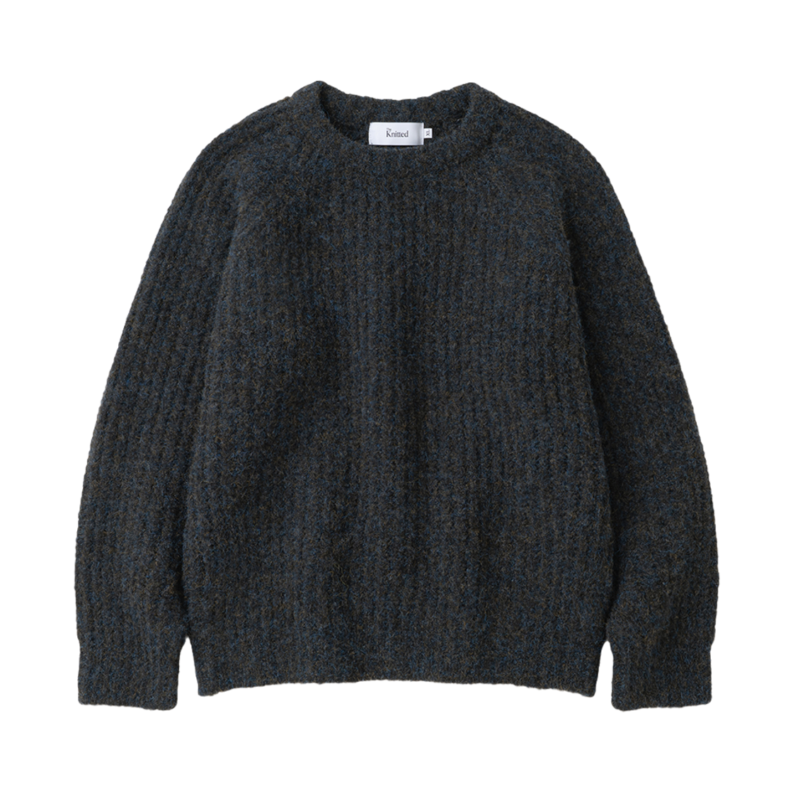 K26AWUK11MBK Knitted Boucle Reglan Waffle Crop Round Knit Multi Black
