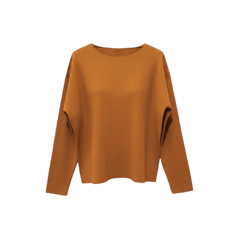 ITTI7HNQJDPI Issey Miyake Burnt Orange Ribbed Top