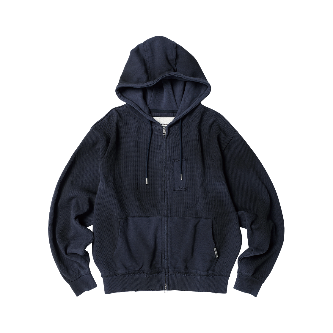 VH2GFUM484ANV Thevinylhouse Waffle Mixed Hoodie Zip-Up Navy