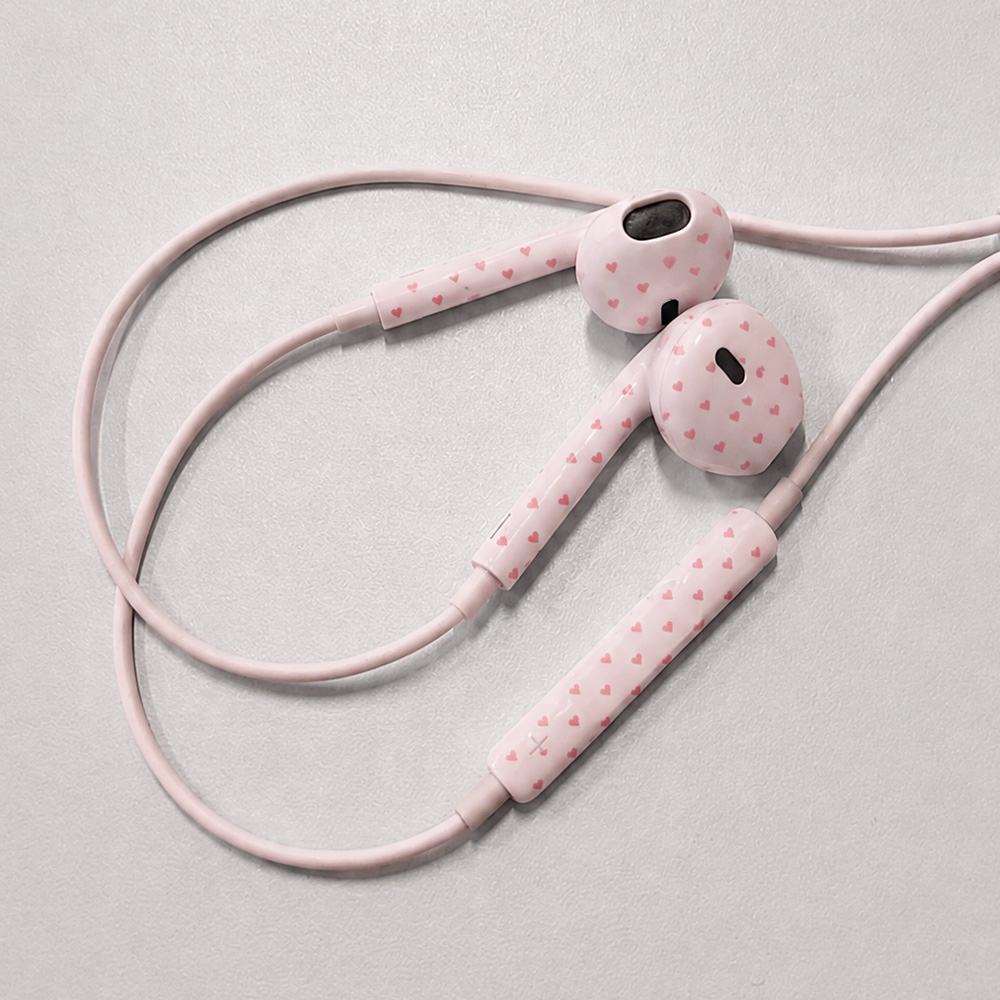 누아트 도티 스테레오 이어팟 디자인 유선 이어폰, 스카이블루 x 핫핑크하트(NUART Doti Stereo EarPods-Style Wired Earphones, Sky Blue x Hot Pink Heart) - 6