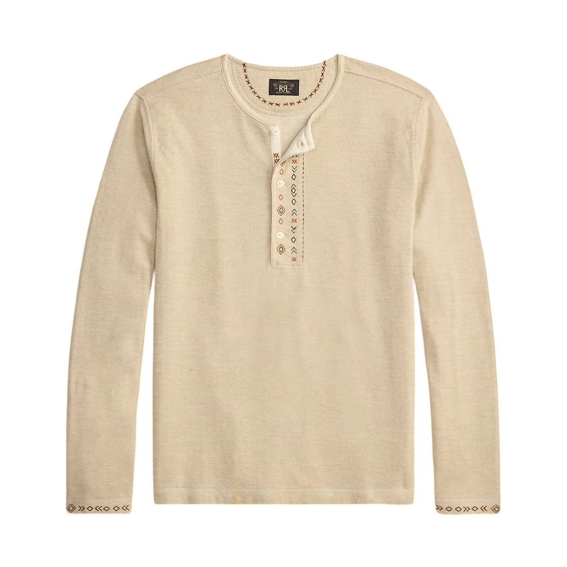 더블 알엘 임브로이더 저지 헨리 셔츠 크림(Double RL Embroidered Jersey Henry Shirt Cream)