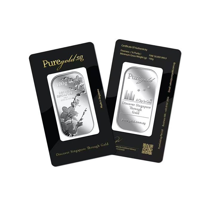 퓨어골드 24K 순금 싱가폴 프리미엄 실버바 100g 난초 (해외배송)(puregoldsg Orchid 100g Silver Bar (Overseas Shipping)) - 5