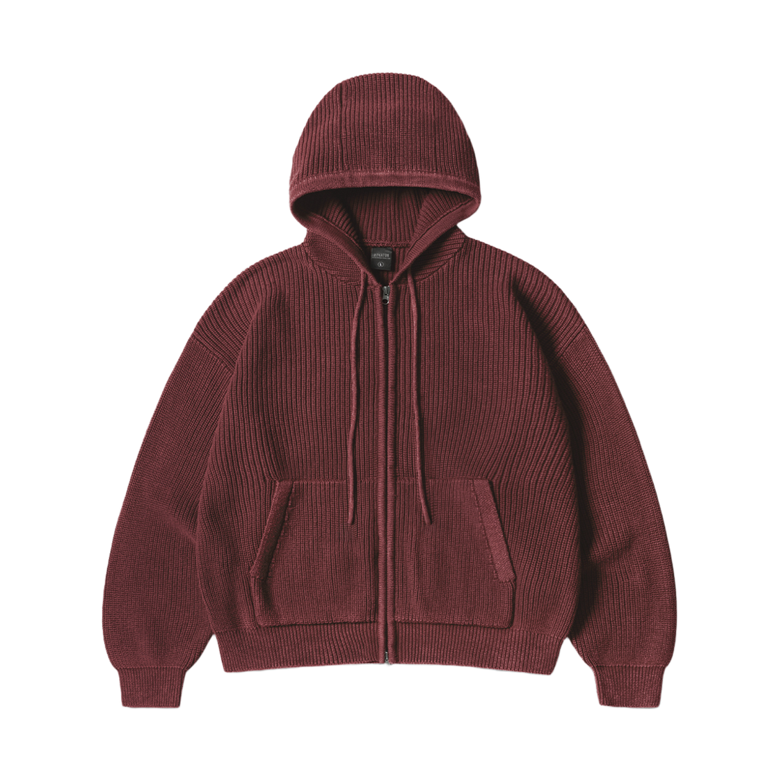 MMKN6957_burgundy_29 EZKATON Cotton Washed Hachi Knit Hood Zip-up Burgundy MMKN6957