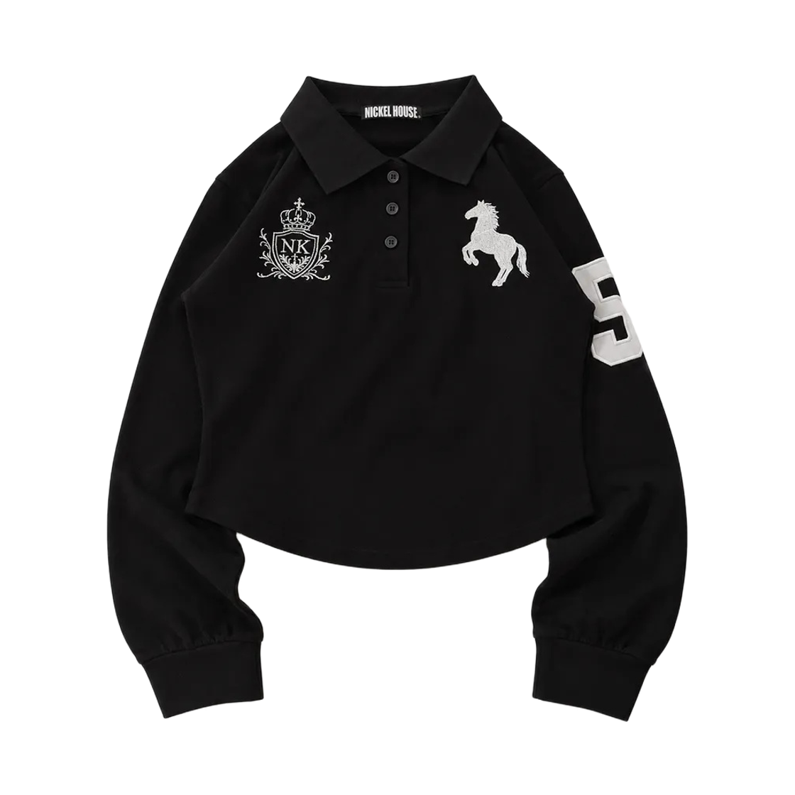 닉켈 동키 카라 롱슬리브 크롭 셔츠 블랙(NICKEL DONKEY COLLADRD CROP L/S BLACK) - 1