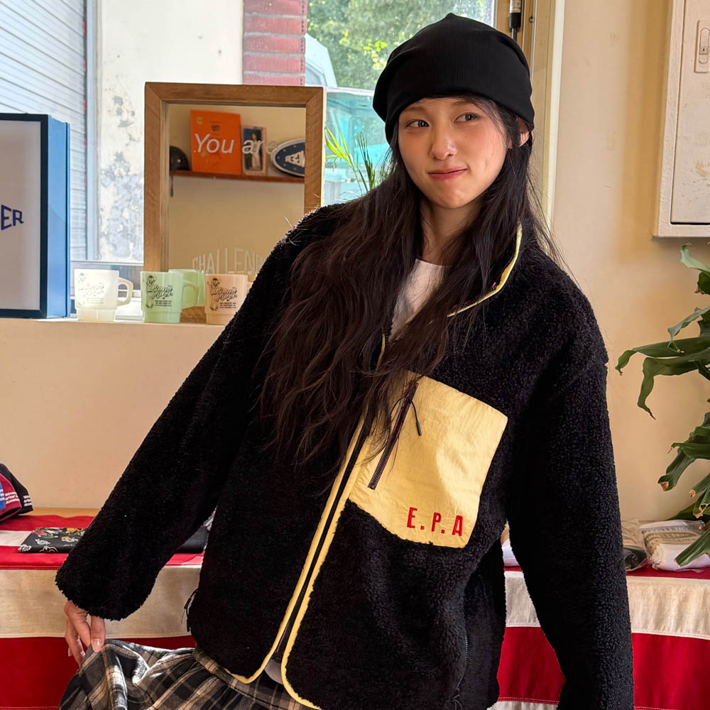 아모우 셰르파 플리스 집업 블랙(AMOU Sherpa Fleece Zip-Up Black) - 6