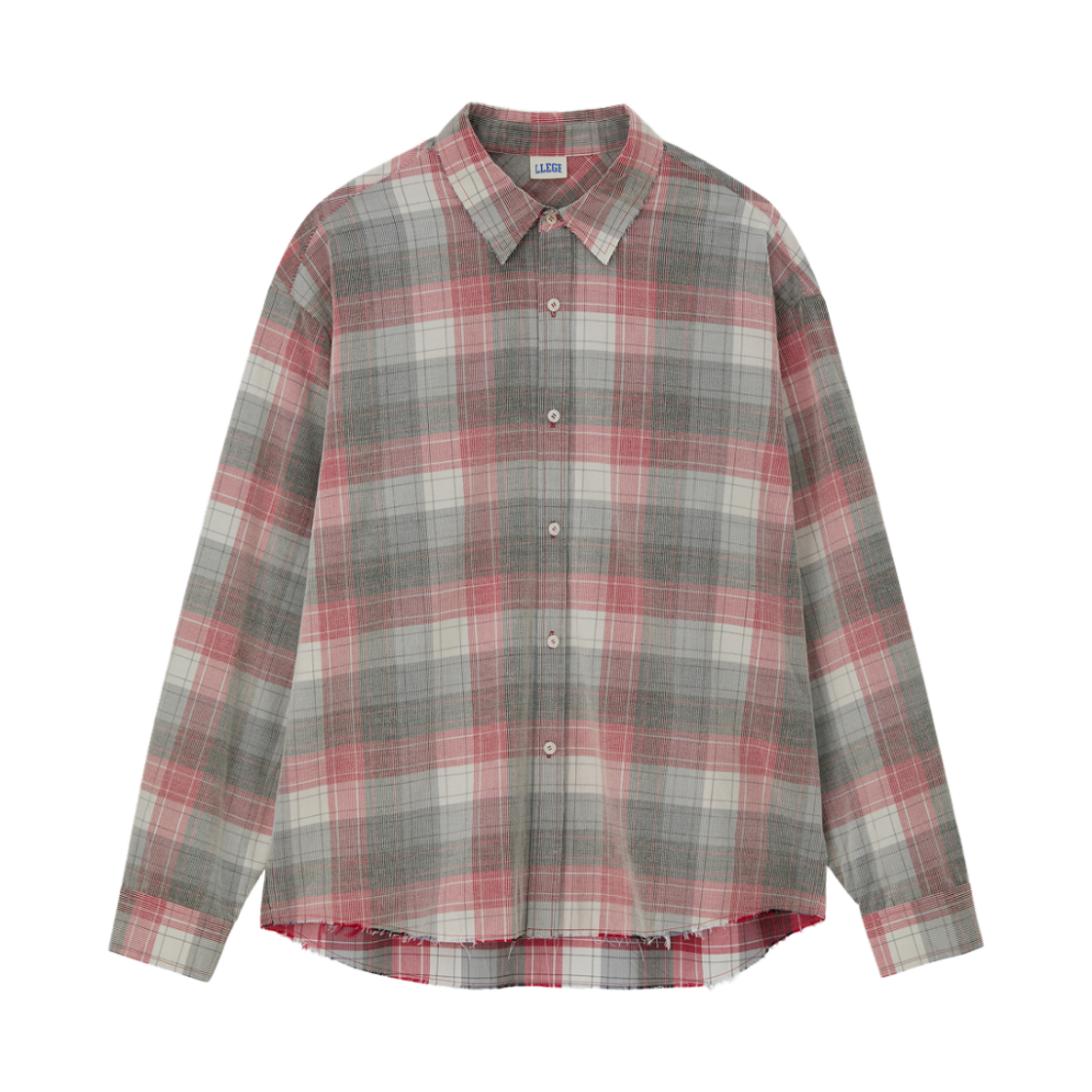 LL26WWST002PK LLEGE Oversized Faded Check Shirt Pink