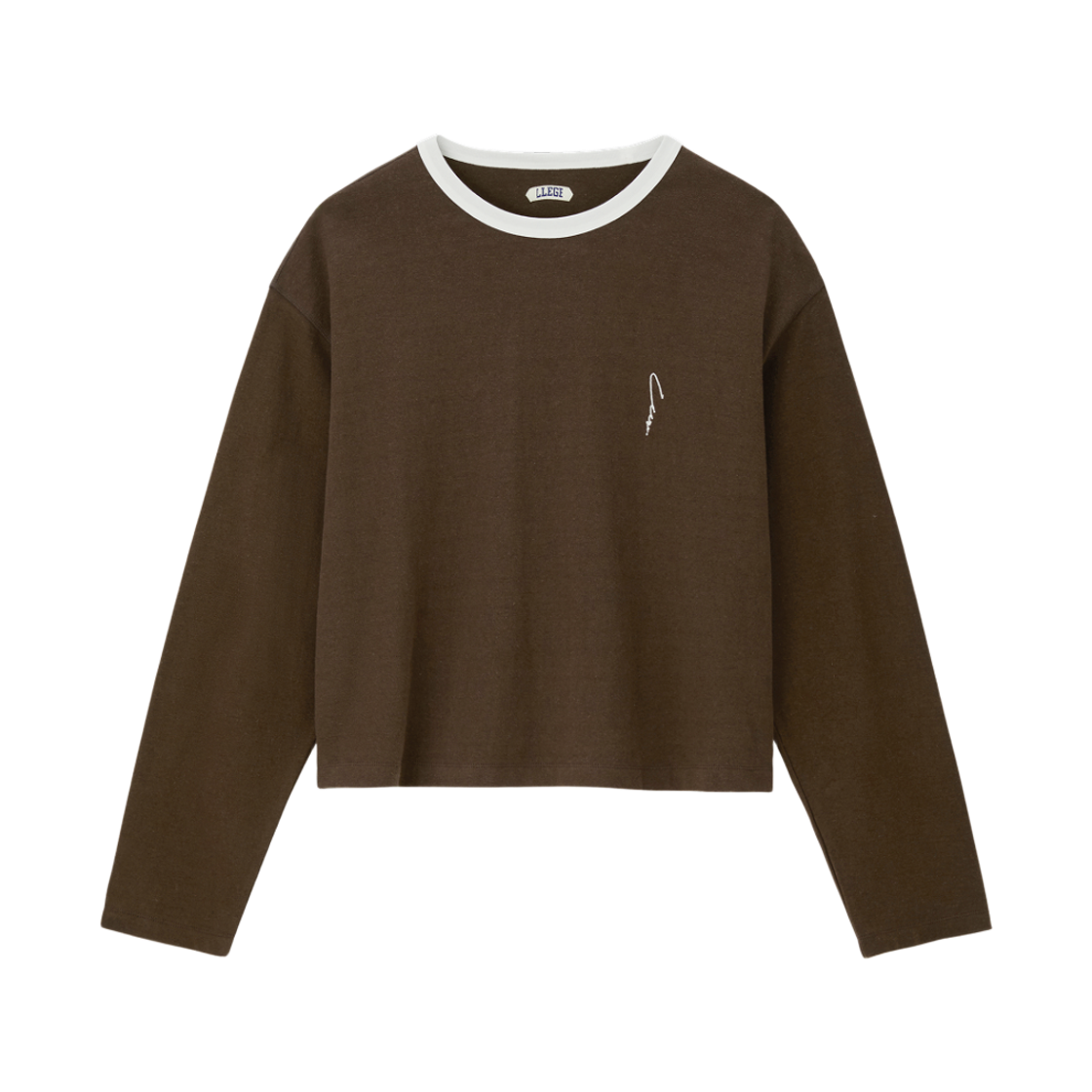LL26WJTP004BR LLEGE Ringer Long Sleeve Loose T-Shirt Brown