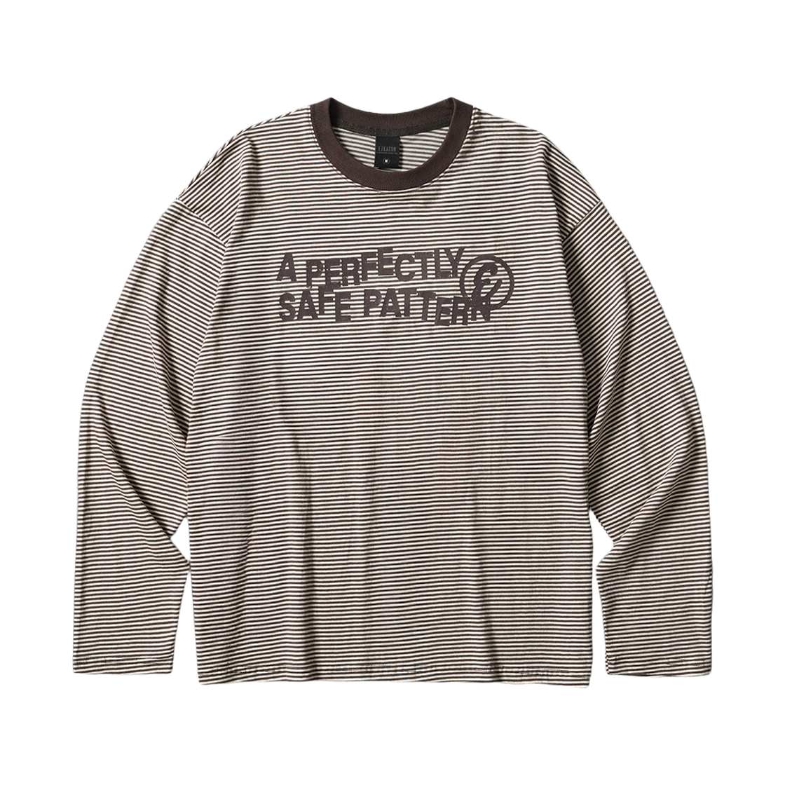 MMLT6970_brown_29 EZKATON Safe Pattern Stripe Long Sleeve Brown MMLT6970