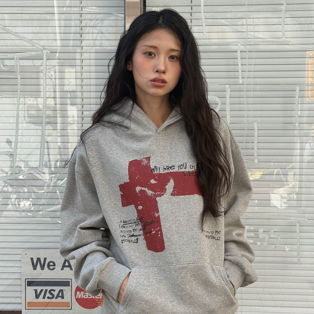아모우 사이드웨이즈 후디 그레이(AMOU Sideways Hoodie Gray) - 3
