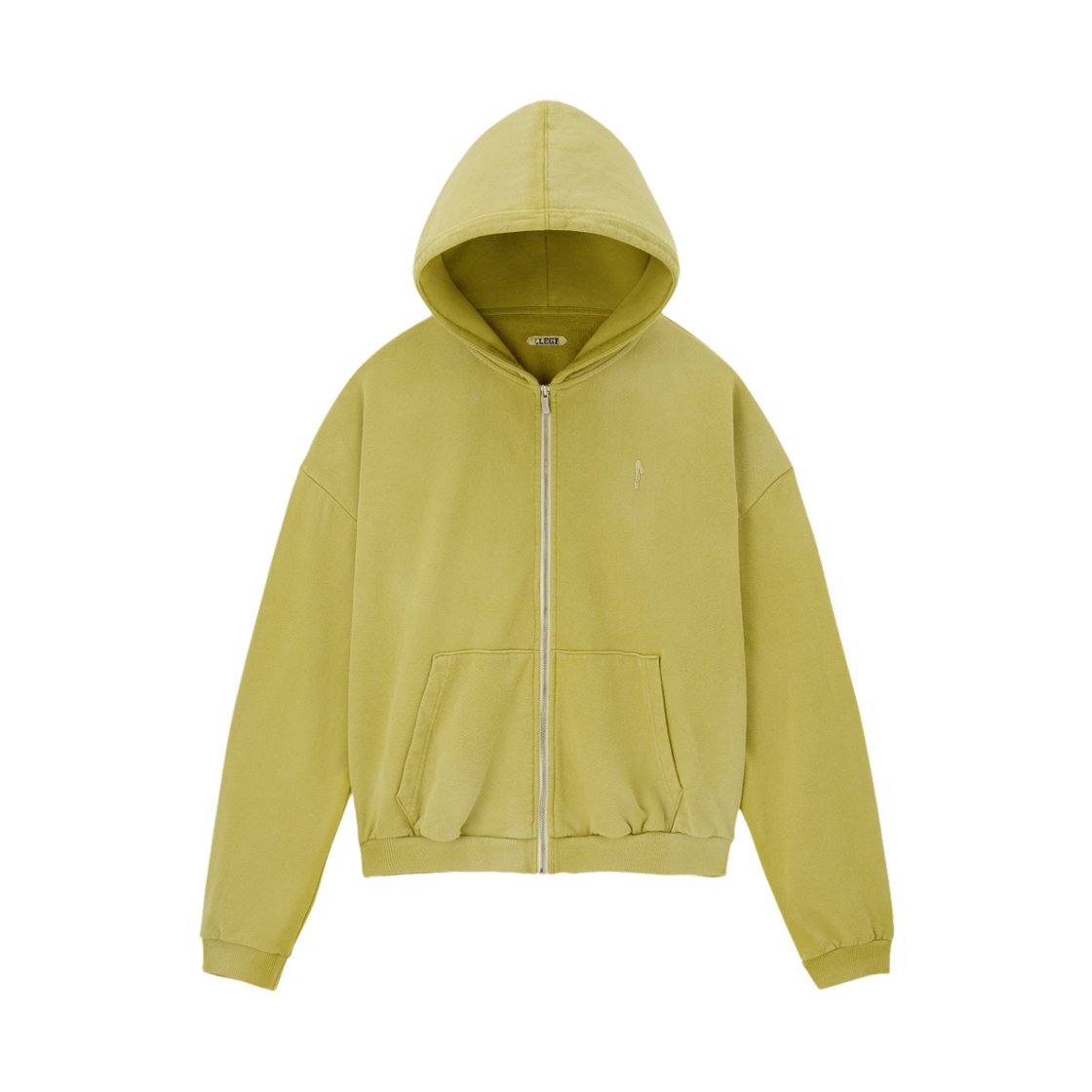 LL26WSHD001OL LLEGE Garment Dyed Oversized Hoody Zip-Up Olive