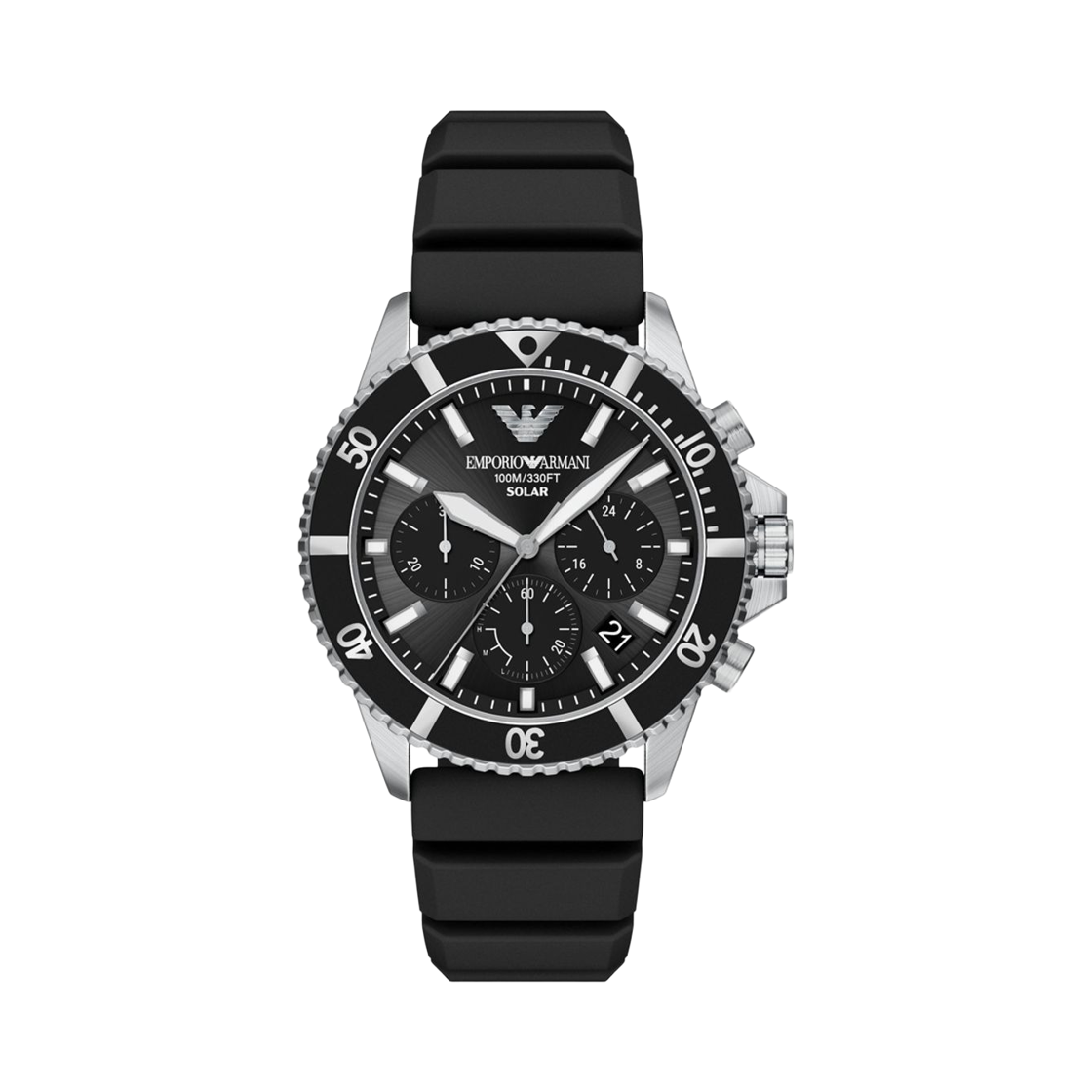 AR11830 Emporio Armani World Explorer Solar Powered Quartz Chronograph 44mm Silicone Black