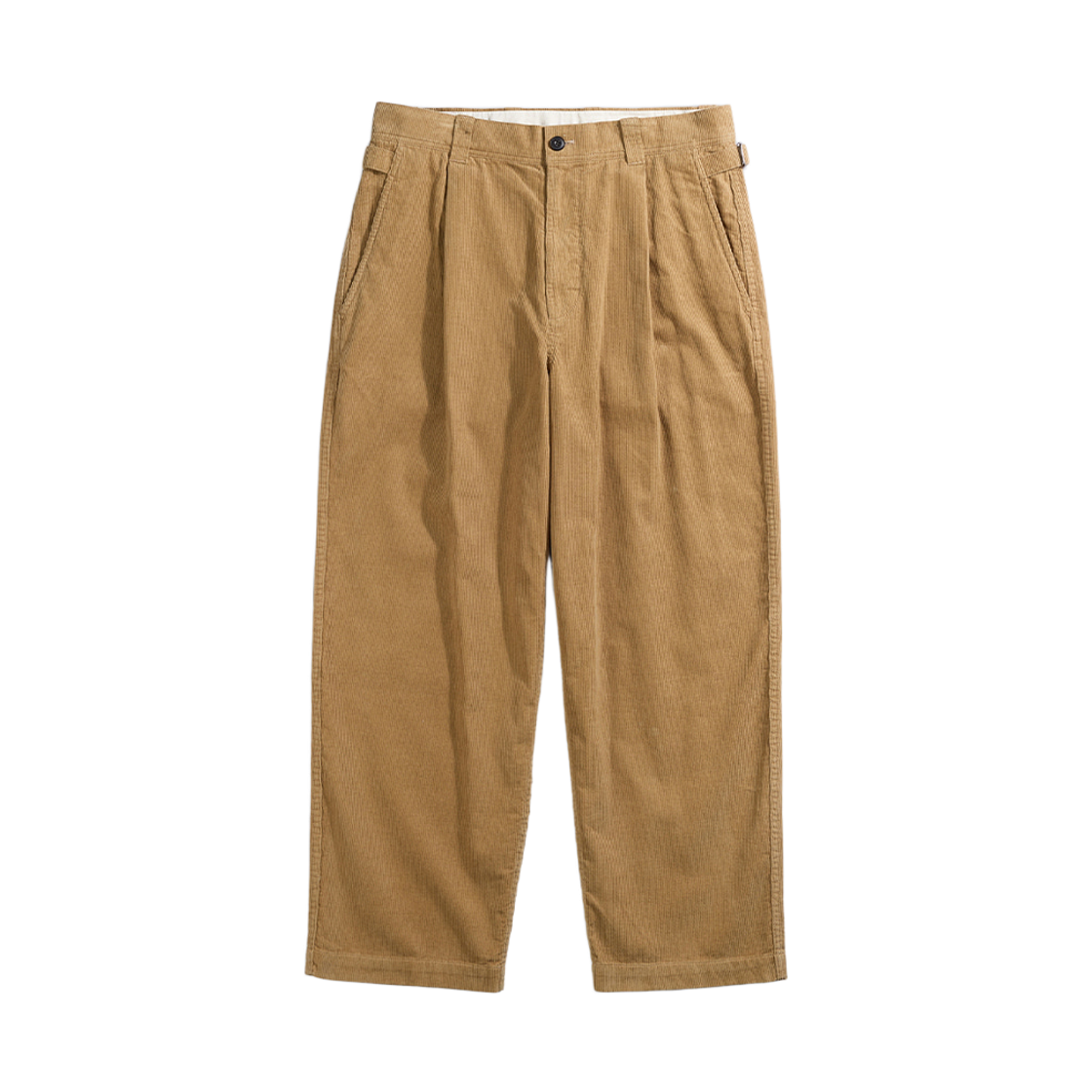 GW2CPT02-kh Guernsey Woollens Corduroy One Tuck Wide Pants Khaki