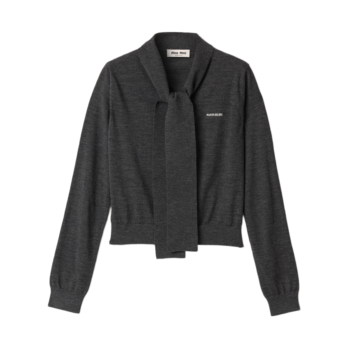 MMF03X-6068-F0308 (W) Miu Miu Wool Cardigan Anthracite Grey