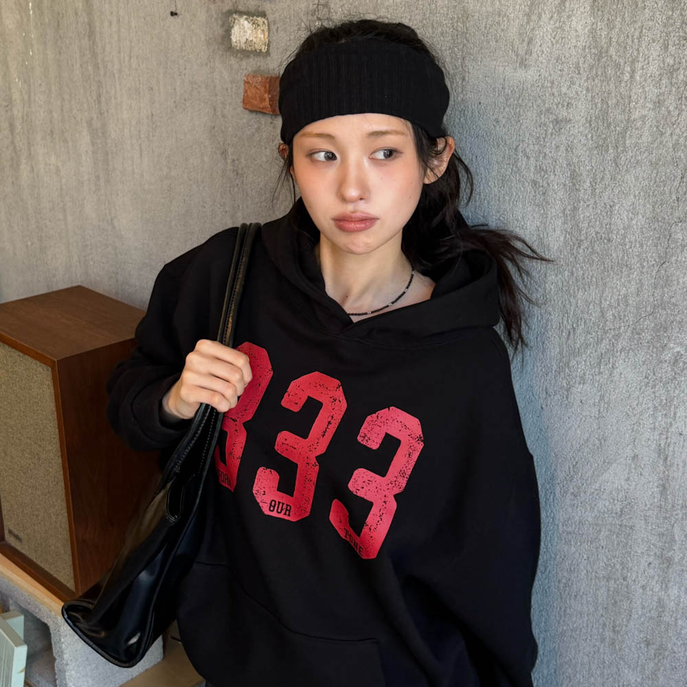 아모우 [기모] 333 후디 블랙(AMOU [Fleece] 333 Hoodie Black) - 4