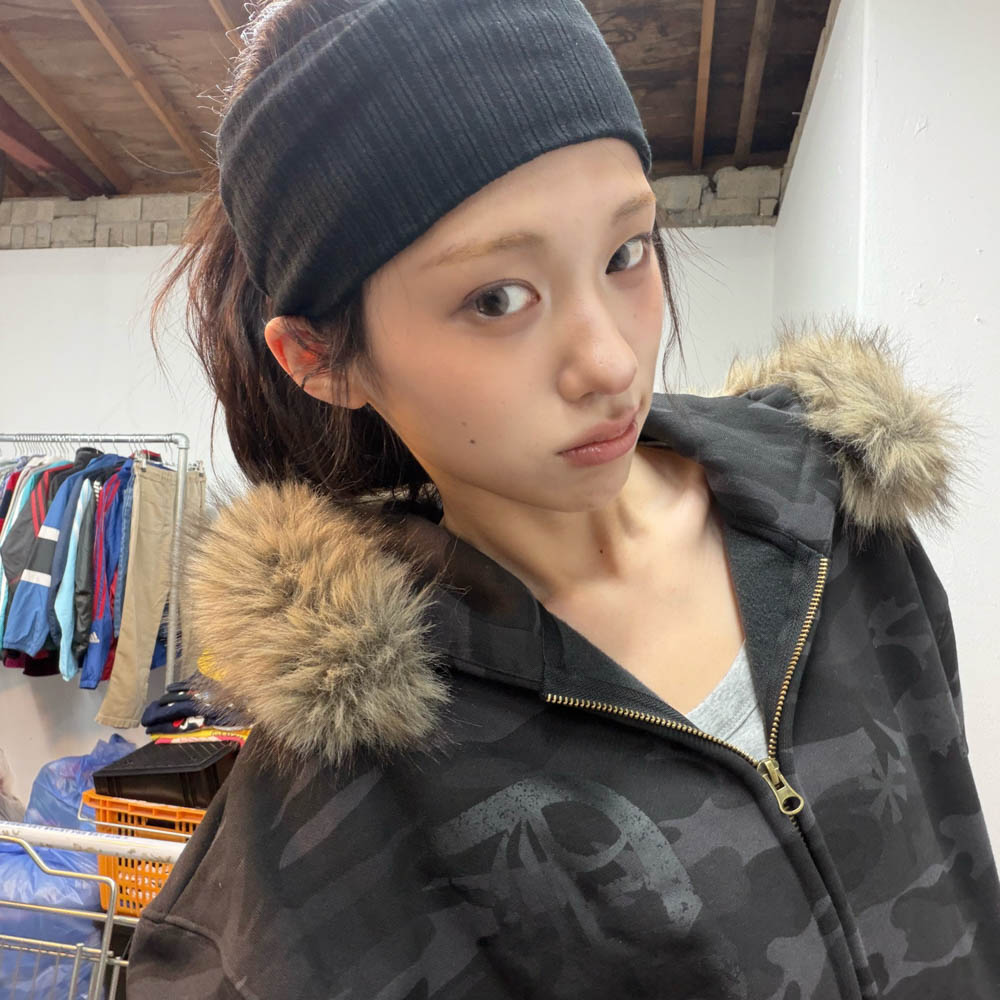 아모우 퍼 후드 집업 카모(AMOU Fur Hoodie Zip Up Camo) - 4