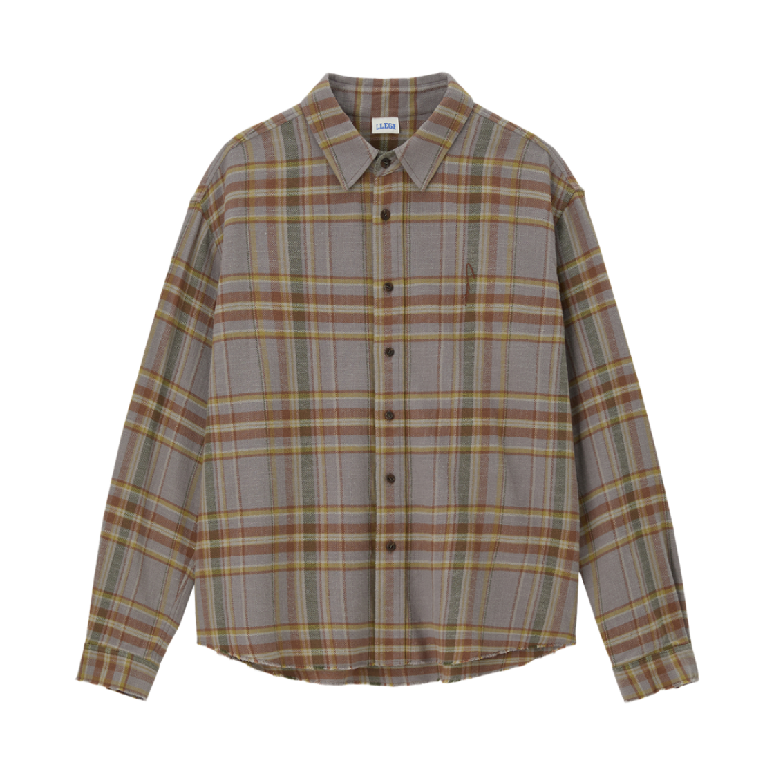 LL26WWST001GR LLEGE Oversized Flannel Shirt Grey