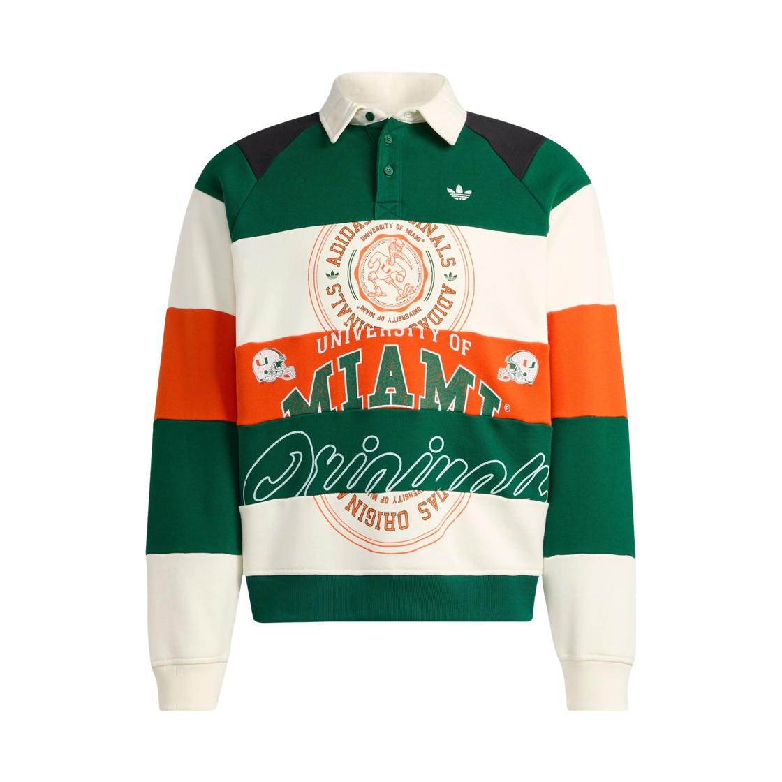KF2329 (W) Adidas Miami Long Sleeve Crew Multicolor Dark Green - KR Sizing