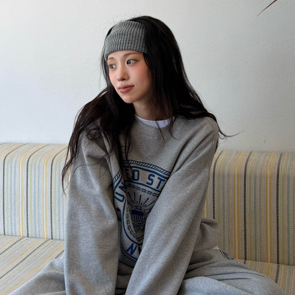 아모우 [기모] US 네이비 스웨트셔츠 그레이(AMOU [Fleece]  US Navy Sweat Shirts Gray) - 5