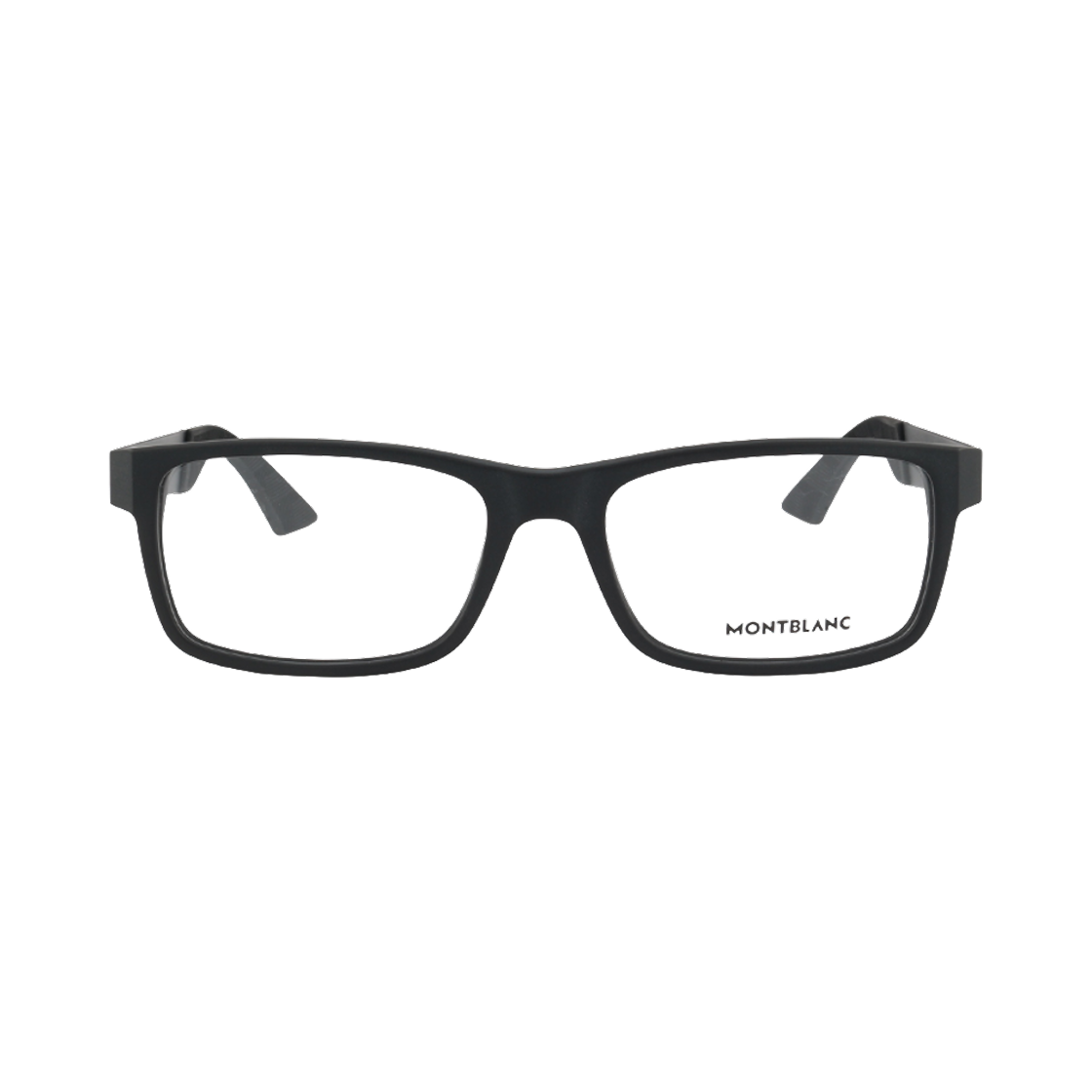 MB0301O-005 Montblanc Rectangular Frame Recycled Acetate Eyeglasses Black Transparent