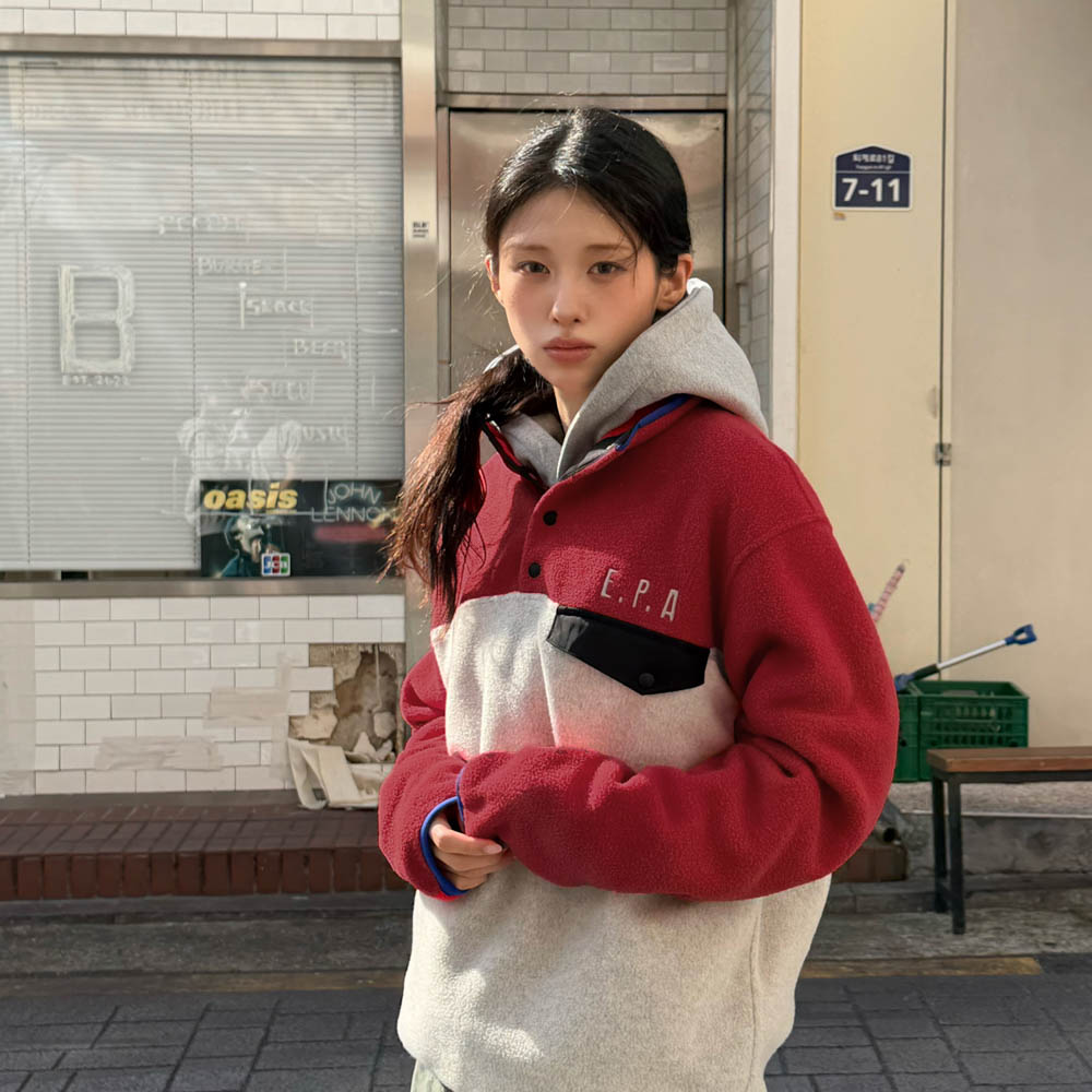 아모우 폴라 플리스 아노락 레드(AMOU Polar Fleece Anorak Red) - 4
