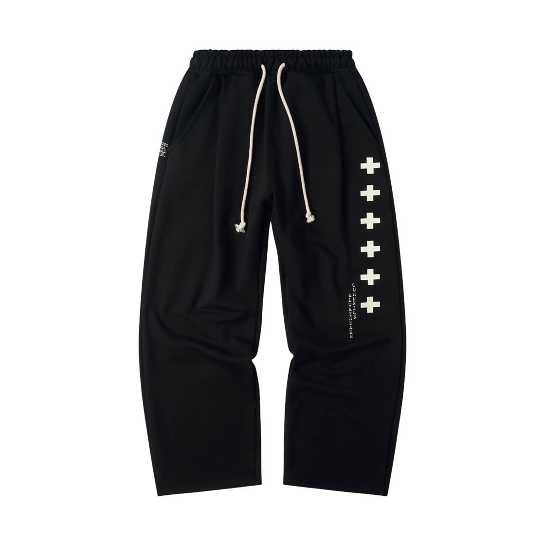 아모우 [기모]  빅 크로스 원 턱 스웨트팬츠 블랙(AMOU [Fleece]  Big Cross One Tuck Sweat pants Black) - 1