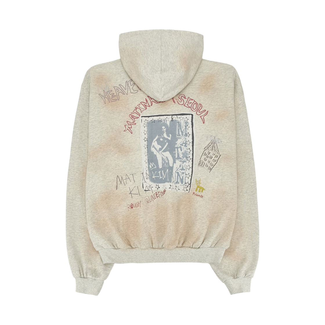 마뗑킴 빈티지 워시드 그래피티 후디 집업 베이지(Matin Kim Vintage Washed Graffiti Hoody Zip Up In Beige) - 2