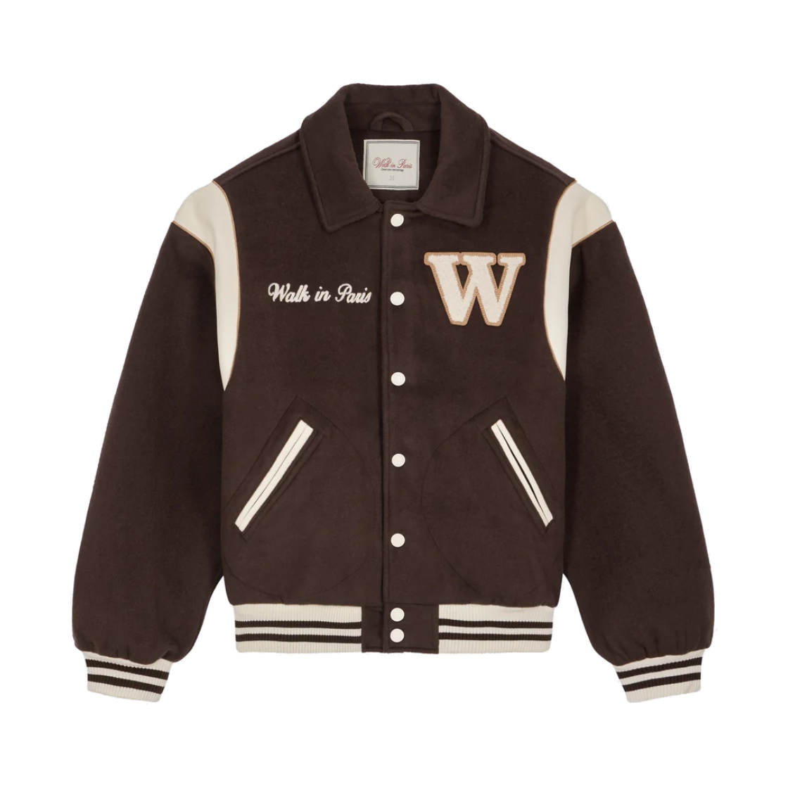 KM6DOTBWP02BR Walk In Paris Wool Varsity Jacket Brown - 26FW