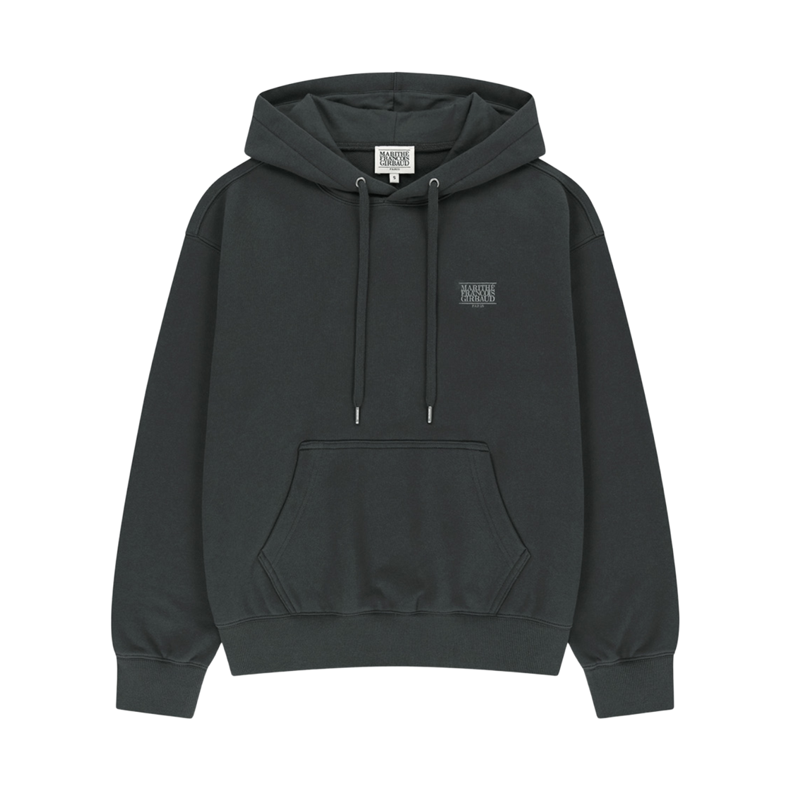 - Marithe Francois Girbaud Small Classic Logo Oversized Brushed Hoodie Charcoal