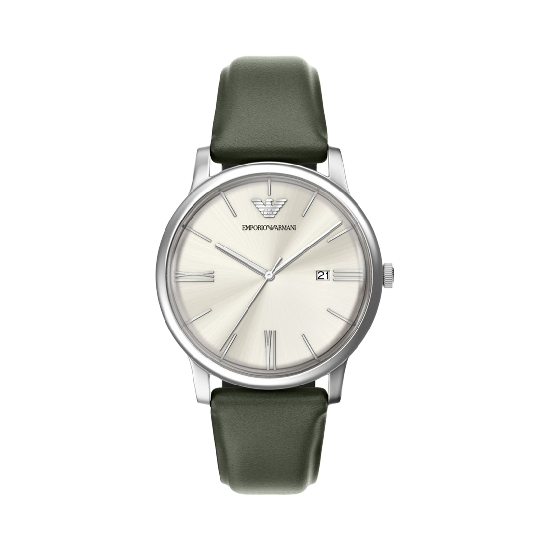 AR11811 Emporio Armani Quartz Three-Hand Date 39mm Stainless Steel Leather Cream Green