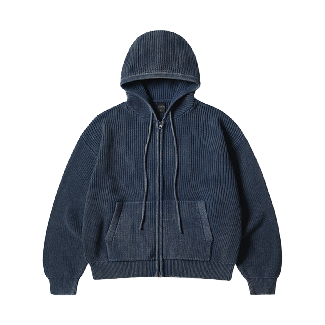 MMKN6957_blue_29 EZKATON Cotton Washed Hachi Knit Hood Zip-up Blue MMKN6957