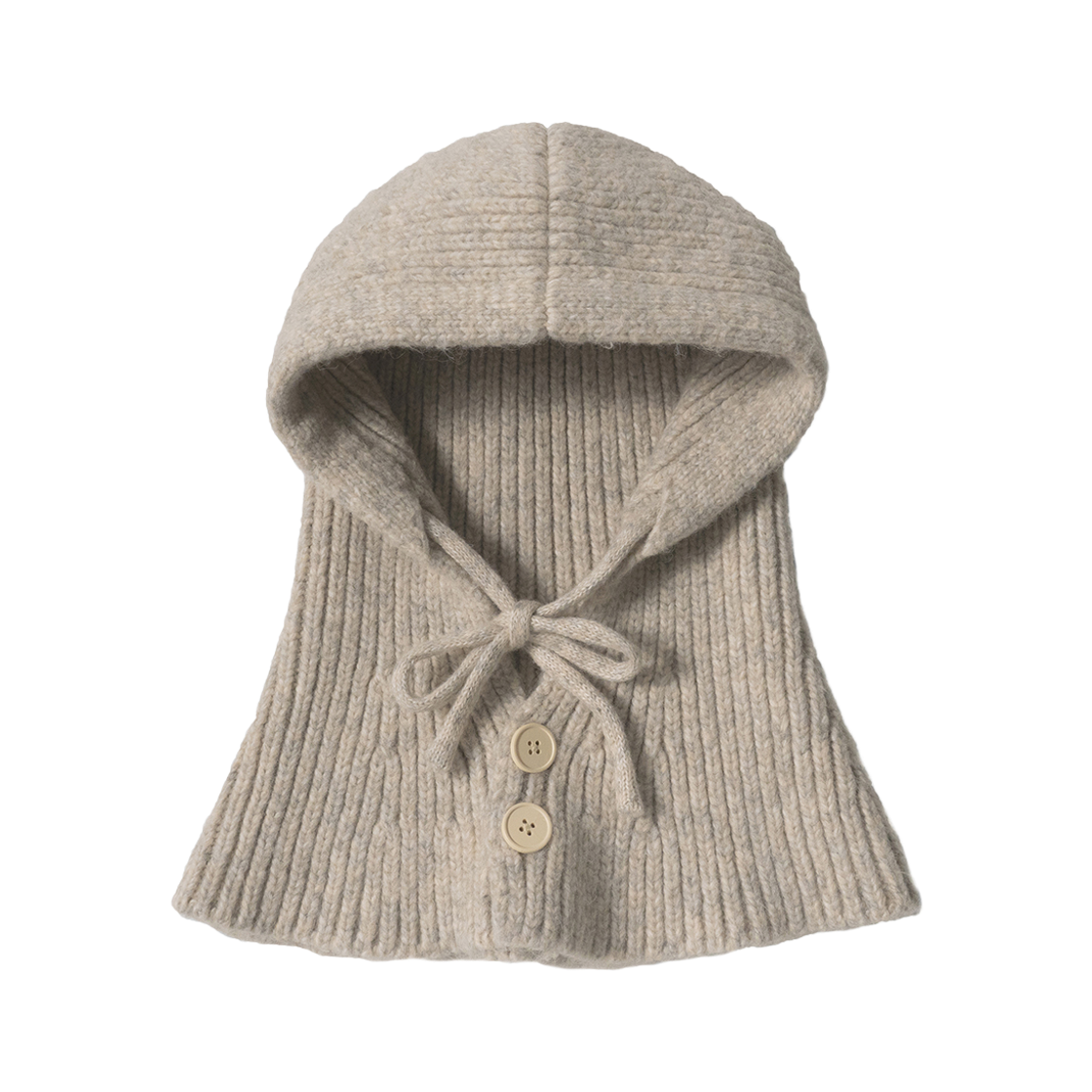 누아트스튜디오 버튼 니트 바라클라바 오트밀(NUARTSTUDIO Button Knit Balaclava Oatmeal)